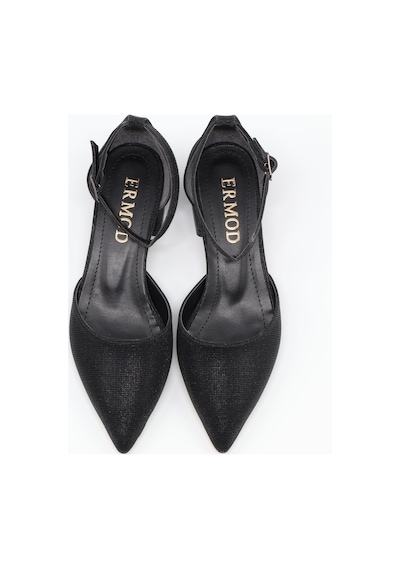 Nesilshoes Nesil Shoes Ermod 301 Siyah Simli Topuklu Kadın Ayakkabı