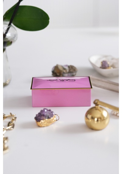 Pembe & Gold 94 X 59 X 36 Mm - Premium Metal Hediye, Takı Ve Saklama Kutusu