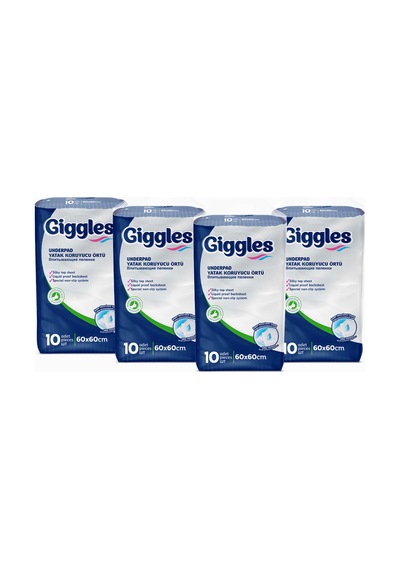 Giggles 60 x 60 Yatak Koruyucu Örtü 10'lu 4 Paket 40 Adet