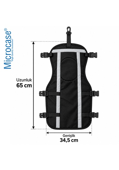Microcase Su Geçirmez Ayarlanabilir Reflektörlü Rüzgar Ve Yağmura Karşı Diz Ve Bacak Koruyucu Seti Al7039 Medium Siyah