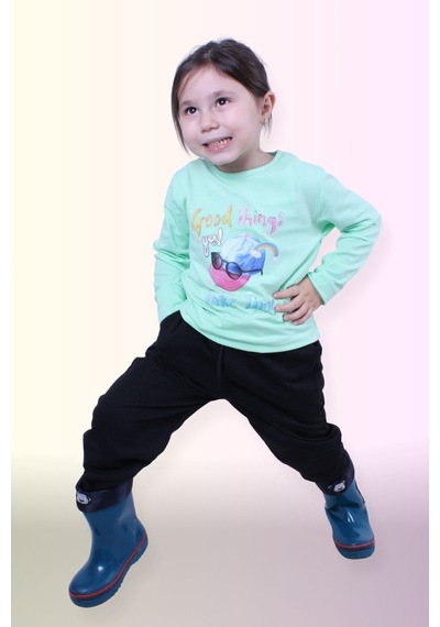 Fyk Kids Kız Çocuk Alt-üst Uzun Kollu Takım Yeşi1 Yeşil