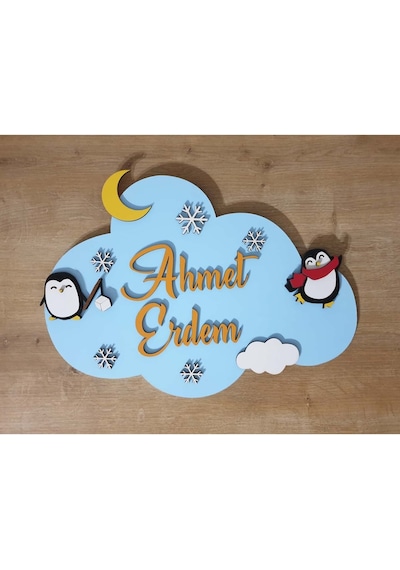 Hdrlazerdizayn Ahşap Bulut Kapı-Duvar Süsü Ve Led Lamba Çok Renkli