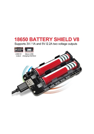 Alkatronik-2X 18650 Pil Şarj Kartı V8 Battery Shield Lityum Li-On Powerbank
