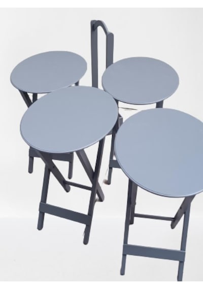 1448bng90133çanta Zigon Sehpa Oval Model Dörtlü Ahşap Mdf Gri Renk Uyumu Kutu Sevk El Yapımı