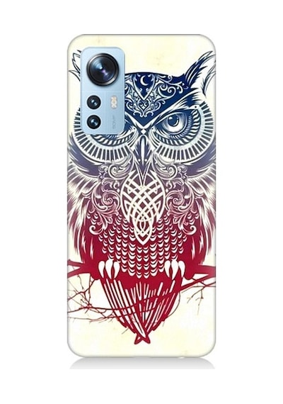 Xiaomi 12 Uyumlu Mistik Tribal Baykuş Desenli Silikon Kılıf