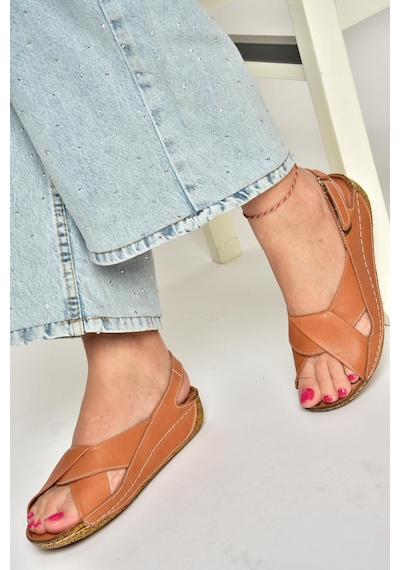 Fox Shoes U555061003 Taba Hakiki Deri Sandalet Taba-hakiki Deri Taba