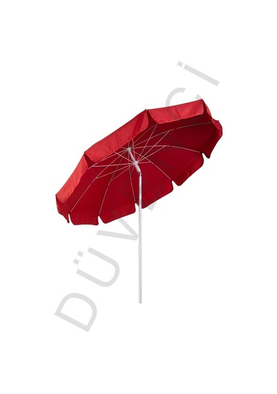 Kırmızı Plaj Şemsiyesi 200 Cm Çap /10 Telli, Polyester Kumaş Kırmızı