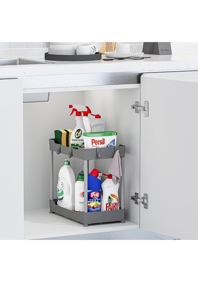 Gri 2 Katlı Düzenleyici Mutfak Ve Banyo Rafı Diğer