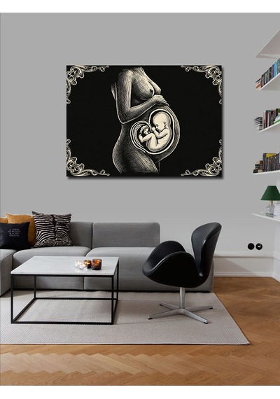 Kanvas Tablo Hamile Anne Ve Bebek Silüeti 50cmx70cm