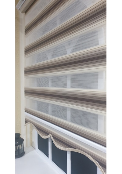 Zebra Stor Plise Renk Geçişli Kahve Etek Dilimli Stb 484
