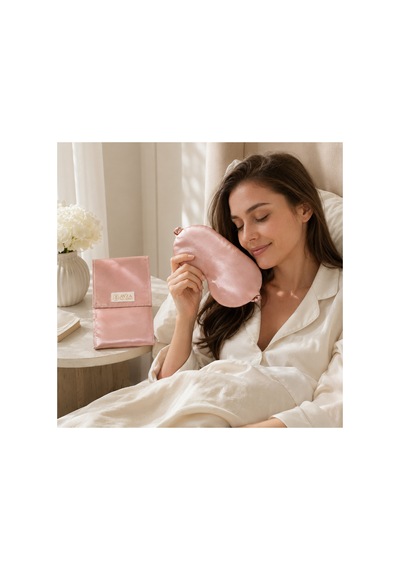 Seyahat Kılıflı Saten Göz Bandı Pembe - 881978481 Pembe