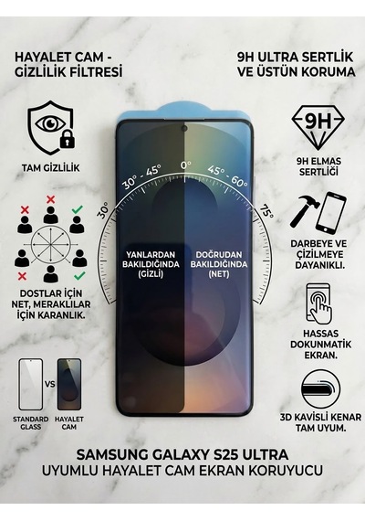Samsung S25 Ultra Uyumlu Hayalet Ekran Koruyucu Cam