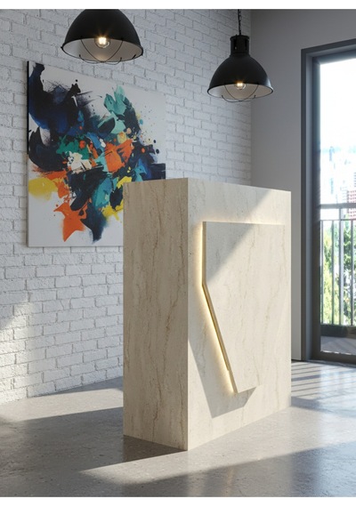 Resital Ledli Karşılama Bankosu G-90 Cm Ofis Kasa Resepsiyon Masası Banko-001-8-8