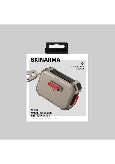 Apple Uyumlu AirPods Pro 2 Kılıf Skinarma Magnetik Kilitli Airbagli Tasarım Mecha Kılıf Gold