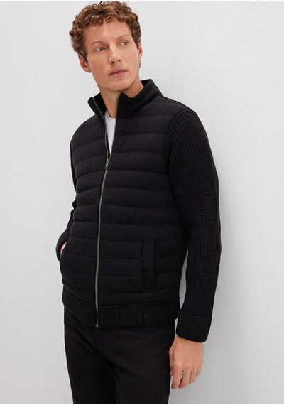 Mavi Fermuarlı Siyah Triko Hırka Slim Fit / Dar Kesim 070697-900 No Color