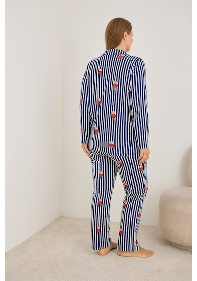 Siyah İnci Curve Büyük Beden Battal Boy Düğmeli Pamuklu Pijama Takımı 7687 Lacivert Ayıcıklı Siyah İnci Curve Büyük Beden Battal Boy Düğmeli Pamuklu Pijama Takımı 7687 Lacivert Ayıcıklı