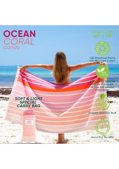 Green Petition Ocean Havlu - Taşıma Çantalı, 100 X 180 Cm Doğa Dostu,%100 Geri Dönüştürülümüş, Deniz, Pilat Diğer