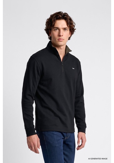 Lee Erkek Pamuklu Regular Fit Yarım Fermuar Antrasit Sweatshirt-l2620159