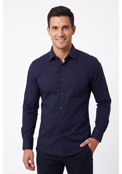 UKİ Uki Açık Lacivert Slim Fit Uzun Kol Gömlek UKİ Uki Açık Lacivert Slim Fit Uzun Kol Gömlek
