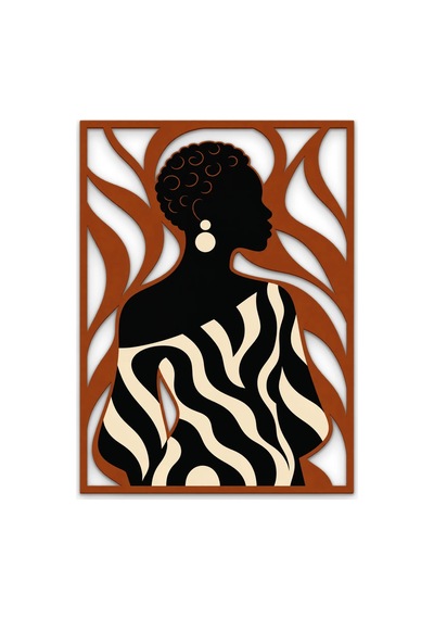 Zebra Desenli Kadın Silüeti - Metal Tablo - Dec0377 37 X 50 Cm Çok Renkli