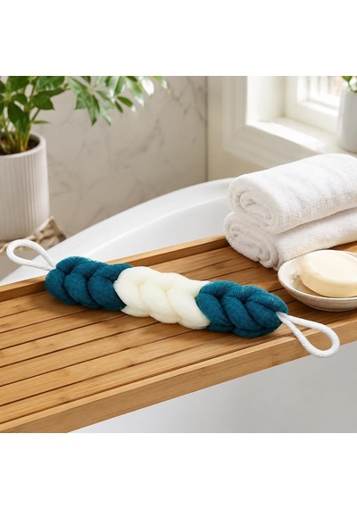 Uzun Sırt Ve Banyo Lifi Esneyebilir Örgülü Duş Lifi, Çift Tutma Saplı Vücut Kesesi, Sırt Temizleme Ve Duş Aksesuarı