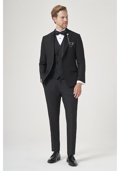 İmza Siyah 6 Drop Slim Fit Esnek Yelekli Damatlık 1001260393
