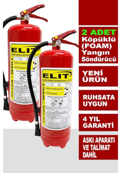 6 Kg Köpüklü Yangın Söndürme Tüpü Askı Aparatı Ve Talimat Dahil Ruhsata Uygun 2'li Paket