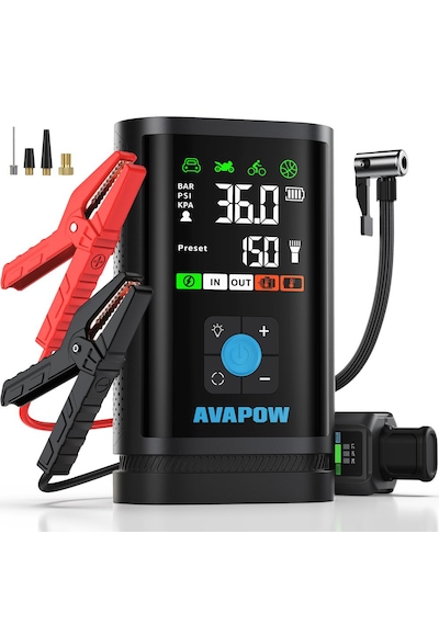Avapow Jp3 16000mah 3000a Zorla Çalıştırma İşlevli & Lastik Şişir