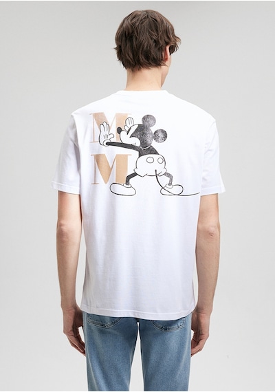 Mavi - Mickey Mouse Baskılı Beyaz Tişört 0611979-620 Beyaz