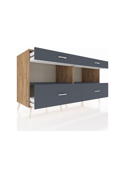 Kronos Konsol 2 Raflı 4 Çekmeceli 176x59x99 Çam-antrasit Çam-antrasit