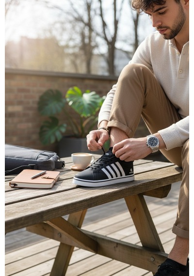 Enoch Court 3.0 Model Üç Bant Detaylı Ve Kontrast Tabanlı Erkek Casual Sneaker Siyah - Beyaz Enoch Court 3.0 Model Üç Bant Detaylı Ve Kontrast Tabanlı Erkek Casual Sneaker Siyah - Beyaz