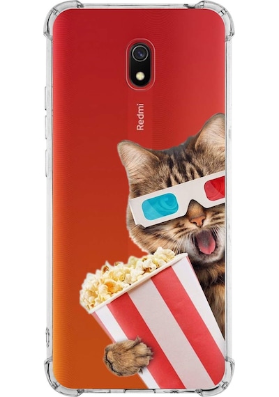 Xiaomi Redmi 8a Uyumlu Kedi 1 Baskılı Şeffaf Köşe Korumalı Antişok Kılıf
