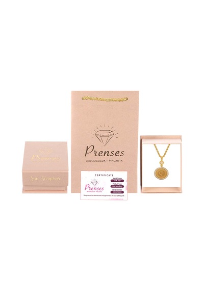 Prenses Pirlanta Kadın 14 Ayar Altın Çeyrek Altınlı Çerçeve Halat N11.41281