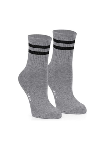 Ozzy Socks 3 Çift Çizgili Kolej Çorabı Sarı Gri Beyaz Pamuklu Tenis Çorabı Seti Karışık