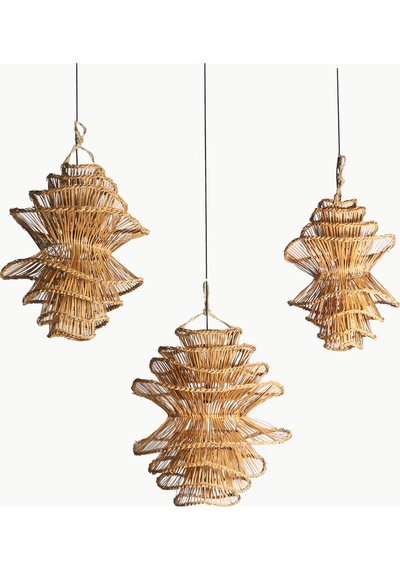 Rattan Luna Aydınlatma 3'lü Set Naturel