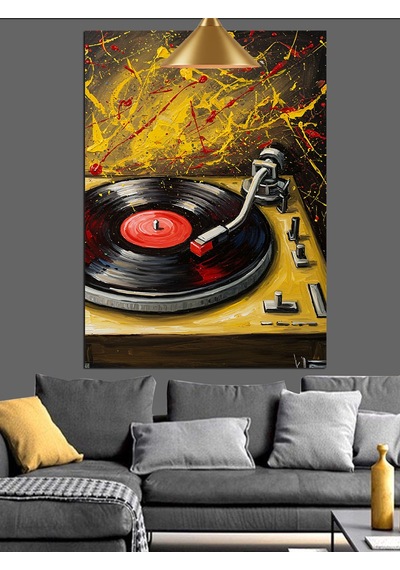 Pikap Kayıt Vinil Müzik Dekoratif Kanvas - Mdf Ahşap Tablo