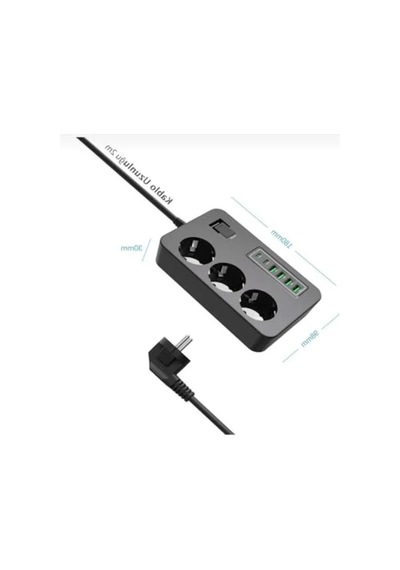 Çoklu Priz, 3 Ac Soket + 5 Usb Portu 0
