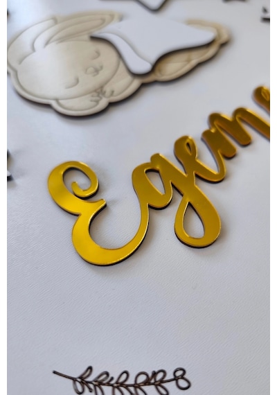 Gold Pleksi İsimli, Yeni Doğan, Doğum Günü, Özel Günler İçin Çocuk Duvar Süsü