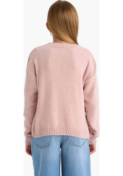 Defacto Kız Çocuk Bisiklet Yaka Şönil Kazak F2619a825wnpn287 Pembe