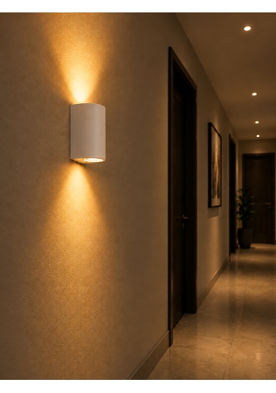 Liva Ap-4050a Radar Sensörlü Led Duvar Apliği 2700k Amber Işık Beyaz Kasa Gu10 Duylu İç Mekan Aydınlatma Amber Rengi