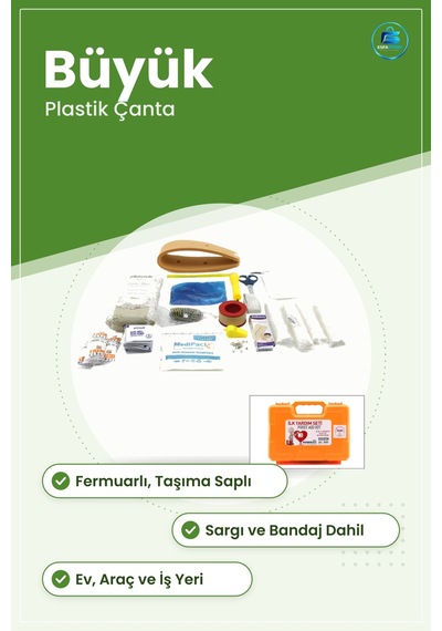 İlk Yardım Ekipmanı Büyük Plastik Çantalı Seti Ev Araç İş Yeri Ya