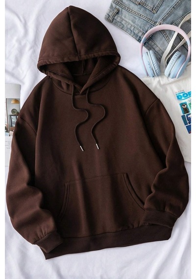 Uyguntarz Unisex Butterfly & Letter Graphic Baskılı Sweatshirt Kahverengi