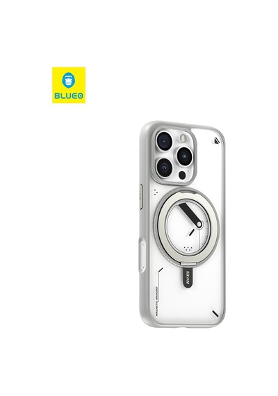 Mr. Gorilla İphone 16 Pro Max Uyumlu Magsafe Destekli 360 Dönen Metal Standlı Mat Kılıf Gri