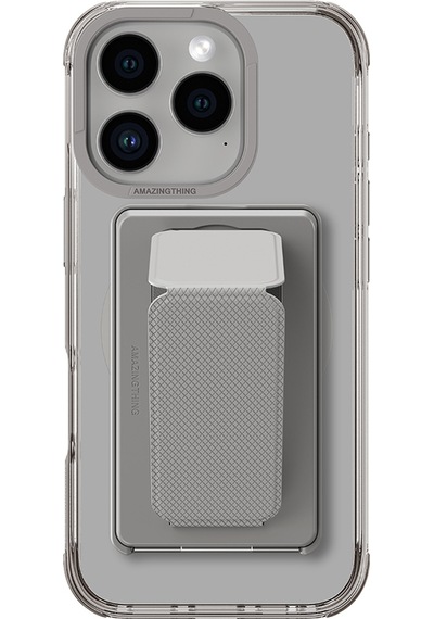 Apple Uyumlu iPhone 16 Pro Kılıf Magsafe Özellikli Standlı Kartlıklı Set Amazingthing Omni Adventure Serisi Gri
