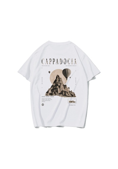 Brz Collectıon Brz Collection Unisex Oversize Cappadoccia T-shirt Beyaz