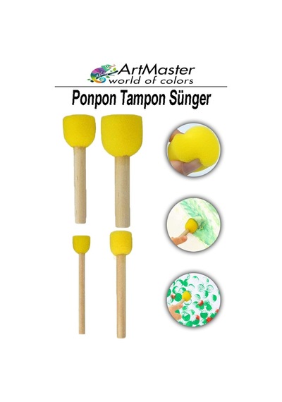 Ponpon Tampon Sünger Fırça Seti 4 Lü 1 Paket Artmaster Sünger Tampon 4 Lü 1 Paket Süngerli Fırça
