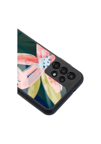 Samsung Uyumlu A-13 Suluboya Çiçek Tasarımlı Glossy Telefon Kılıfı Çok Renkli