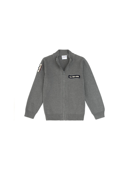 U.S. Polo Assn. Erkek Çocuk Gri Melanj Hırka Triko 50317164-vr109