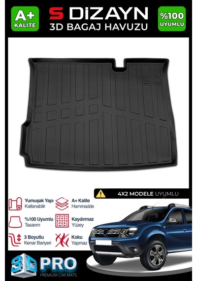 S-dizayn Dacia Duster 4x2 3d Pro Bagaj Havuzu 2018-2022 A+ Kalite