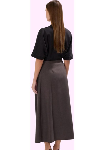 Frm Kadın A Line Maxi Etek 100% Polyester Dokuma Kumaş Ramadan Koleks Antrasit